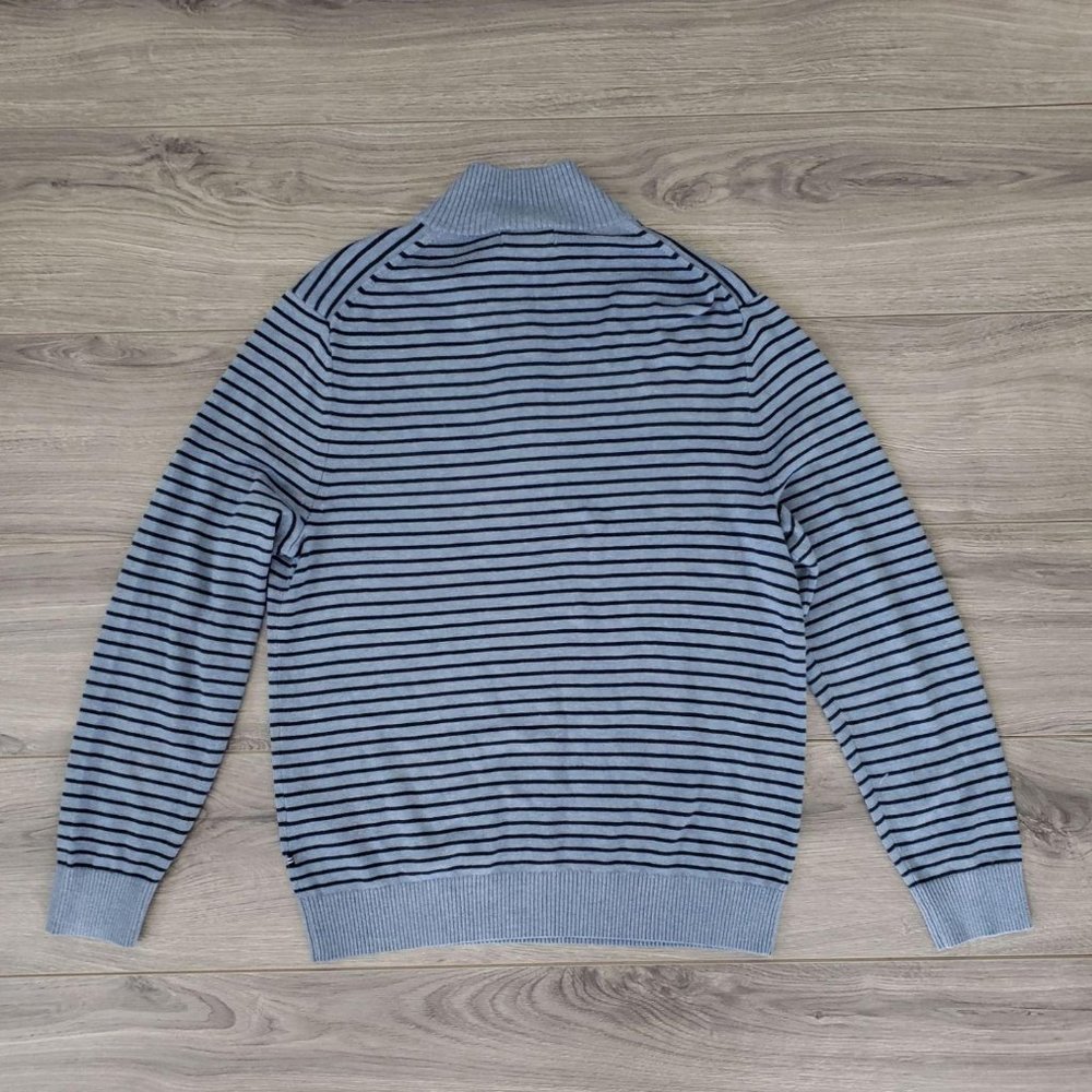 Nautica Mock Turtleneck Striped Knit Pullover Sweater Blue Size Medium - Picture 3 of 11